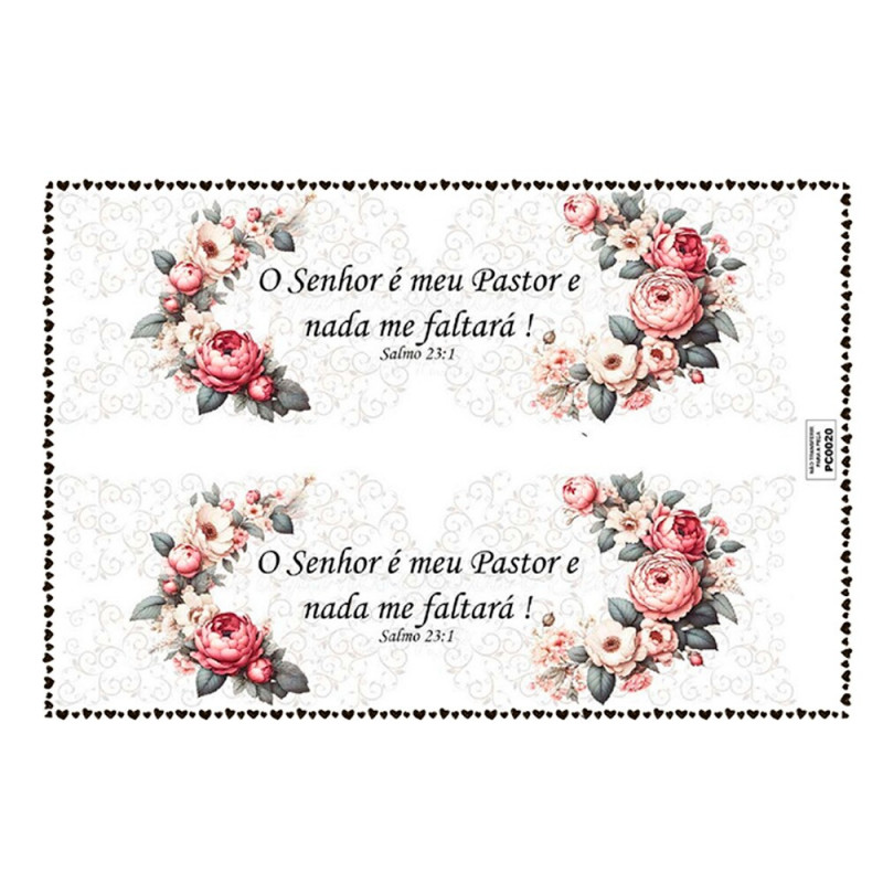 TRANSFER TEXTIL PASSE E CRIE - O SENHOR É O MEU PASTOR E NADA ME FALTARÁ