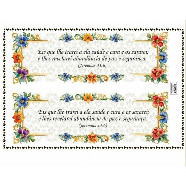 TRANSFER TEXTIL PASSE E CRIE - EIS QUE LHE TRAREI A ELA SAÚDE E CURA E OS SARAREI.....
