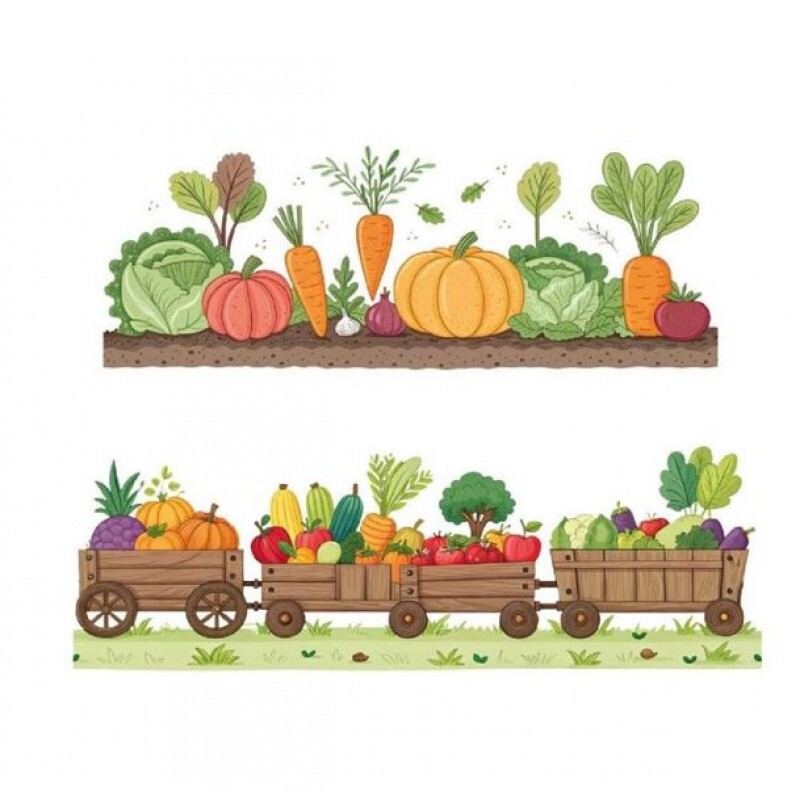 TRANSFER TEXTIL PASSE E CRIE - LEGUMES E CARROÇAS