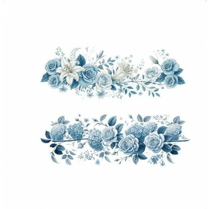 TRANSFER TEXTIL PASSE E CRIE - FLORAL AZUL