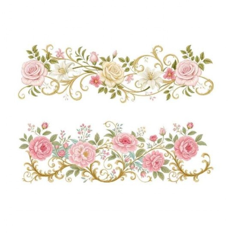 TRANSFER TEXTIL PASSE E CRIE - FLORAL ROSAS E ARABESCOS