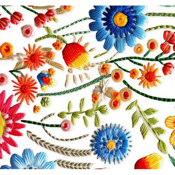 COLEÇÃO PRIMAVERA 3D DIGITAL - TRIC. EST - BARRADO C/ FLORAL E FAIXAS - ( 80102 VAR,02 ) - C