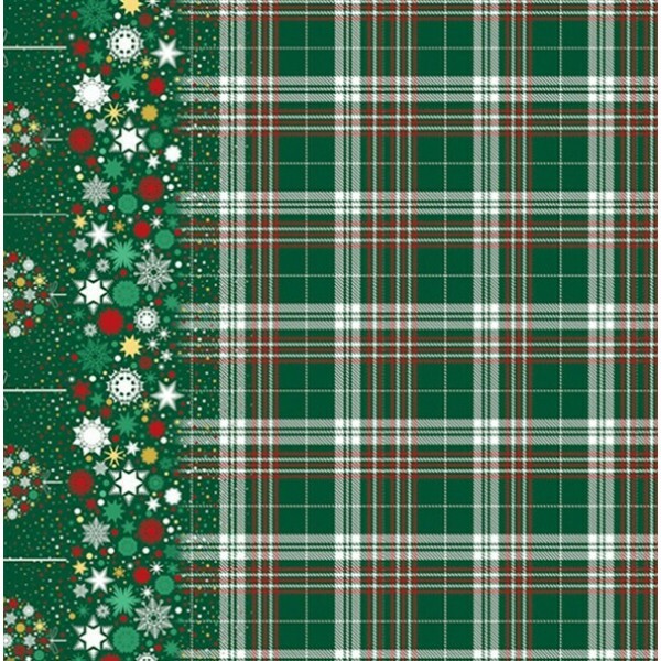 SARJA HIDRORREPELENTE NATAL 2025 - COLEÇÃO POE NA MESA - BARRADO DE NATAL VERDE - 100% ALGODÃO 05329-001