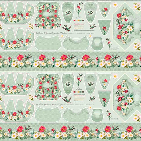 COLEÇÃO TULIPANO -STORIA STAMPA/ AMANDA ANSALDO -TRIC.DIGITAL - PAINEL TULIPANO NOZES - VERDE - ( 88598 var,01 ) - C