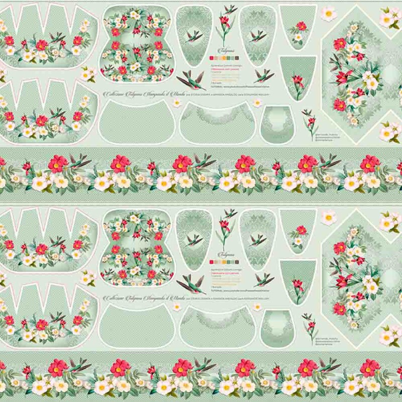 COLEÇÃO TULIPANO -STORIA STAMPA/ AMANDA ANSALDO -TRIC.DIGITAL - PAINEL TULIPANO NOZES - VERDE - ( 88598 var,01 ) - C