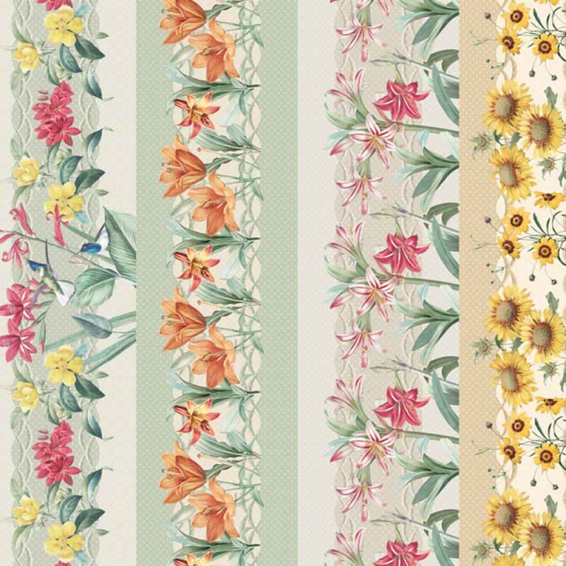 COL/ FRUITS & FLOWERS - TRIC. EST - DIGITAL - STORIA STAMPA - FLORES FAIXA 14,50 CM - ( 80062 VAR,01 ) - C