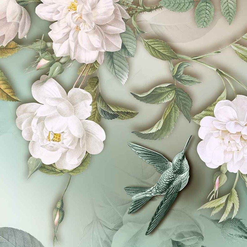 COL/ ROSA-STORIA STAMPA / FÊ CORDEIRO-SARJA DIGITAL- ROSAS VERDE - ( 80766 VAR,01 ) - C