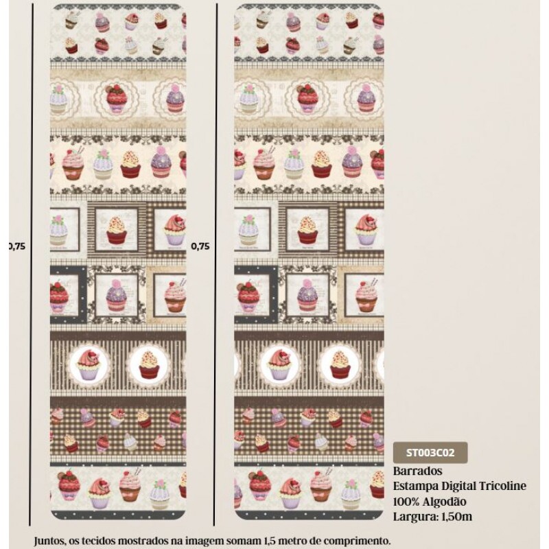 COL/ MAISON CHIC BY SENHORA DOS TECIDOS - TRIC. BARRADO DE FAIXAS VERDE - CUPCAKE